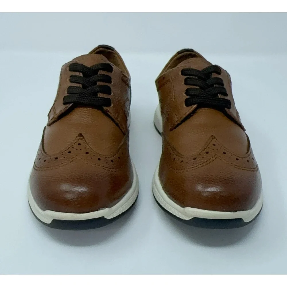 Florsheim Great Lakes Wingtip Oxford Dress Shoes Boys Size 11M Cognac Brown